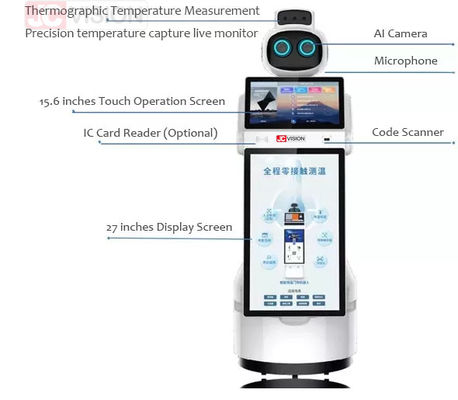 JCVISION Robot tiếp nhận hình ảnh nhiệt Quản lý khách truy cập Dịch vụ người