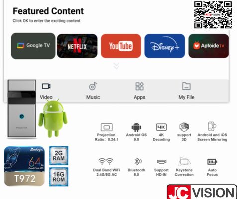 JCVision DLP Ultra Short Throw Projector 1080p Thông số kỹ thuật