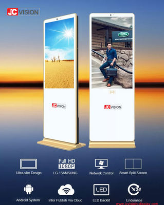 Màn hình quảng cáo kỹ thuật số chân đứng 65 inch trắng, hệ điều hành Android/Windows, hiển thị 4K - 7/24 D/H