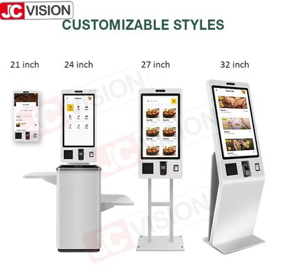 Tùy chỉnh 27 inch sàn đứng màn hình cảm ứng Kiosk thanh toán tương tác Kiosk tự phục vụ Kiosk với máy in QR Scan Terminal