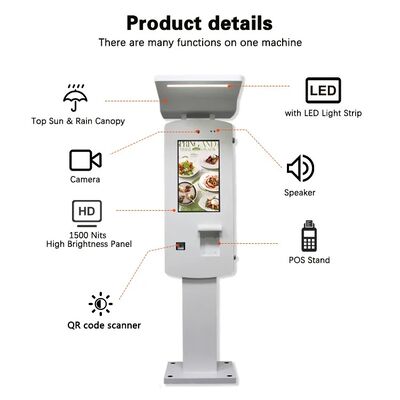 Kiosk thanh toán tự phục vụ ngoài trời Android 32 inch với dải LED
