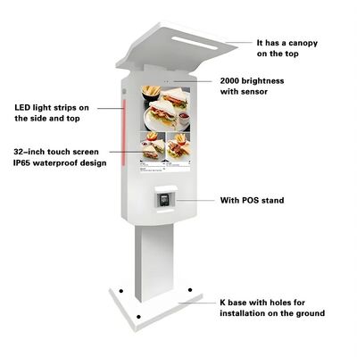 32 inch ngoài trời IP65 tự phục vụ Kiosk thanh toán với thùng nhôm