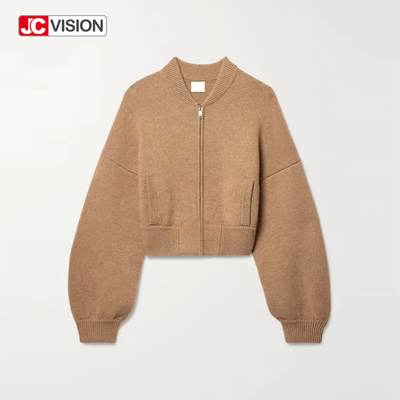 JCVISION Thu Đông V-Cổ Dài Tay Khóa Kéo Nữ