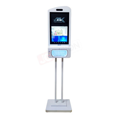 Kiosk quảng cáo máy quét nhiệt độ nhận diện khuôn mặt và nước rửa tay