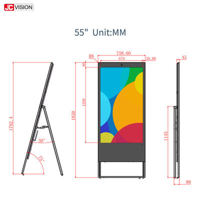 Màn hình quảng cáo LCD kỹ thuật số 43" di động 450cd/m2, phần mềm CMS