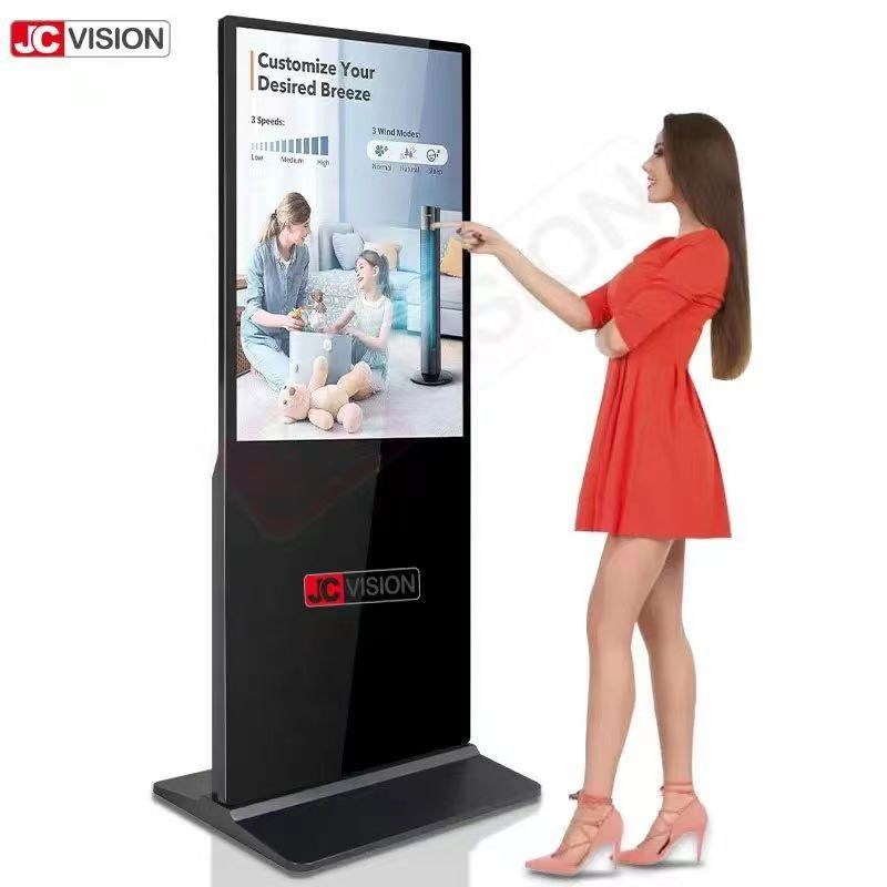 Màn hình quảng cáo kỹ thuật số chân đứng 65 inch trắng, hệ điều hành Android/Windows, hiển thị 4K - 7/24 D/H