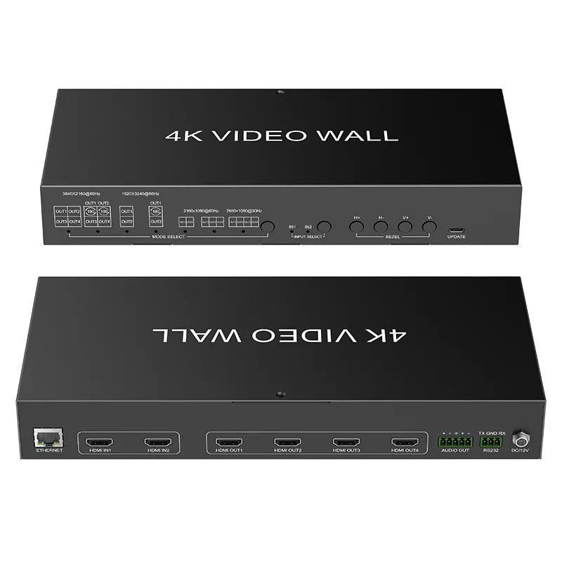 JCVISION 4K Video JCVISION Wall HDMI2.0 Matrix 2 trong 4 ra ngoài với 2X2 Video wall output tự điều chỉnh L / R audio output