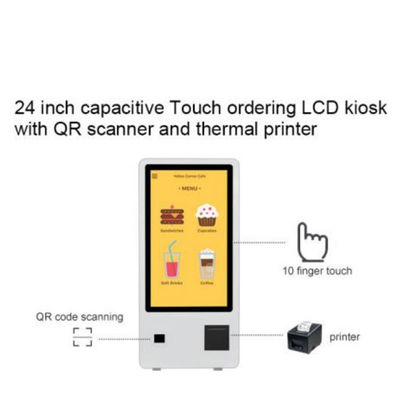 Kiosk tự phục vụ JCVISION 24 inch với thực đơn tiếng Trung/Anh và hướng dẫn sử dụng tiếng Anh